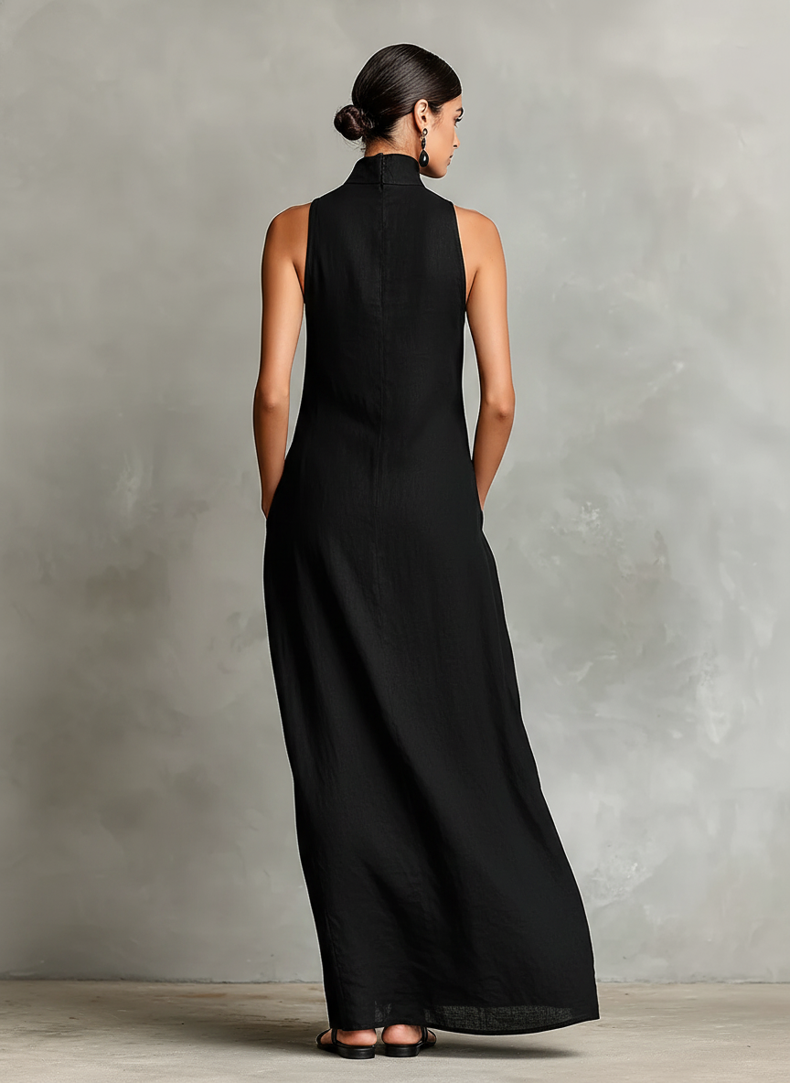Macarena | Minimalistische Zwarte Maxi Jurk