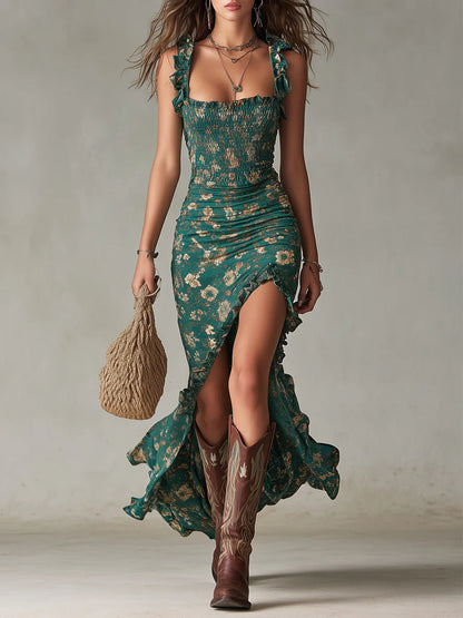 Alma | Bohemian Maxi Jurk met Bloemenprint