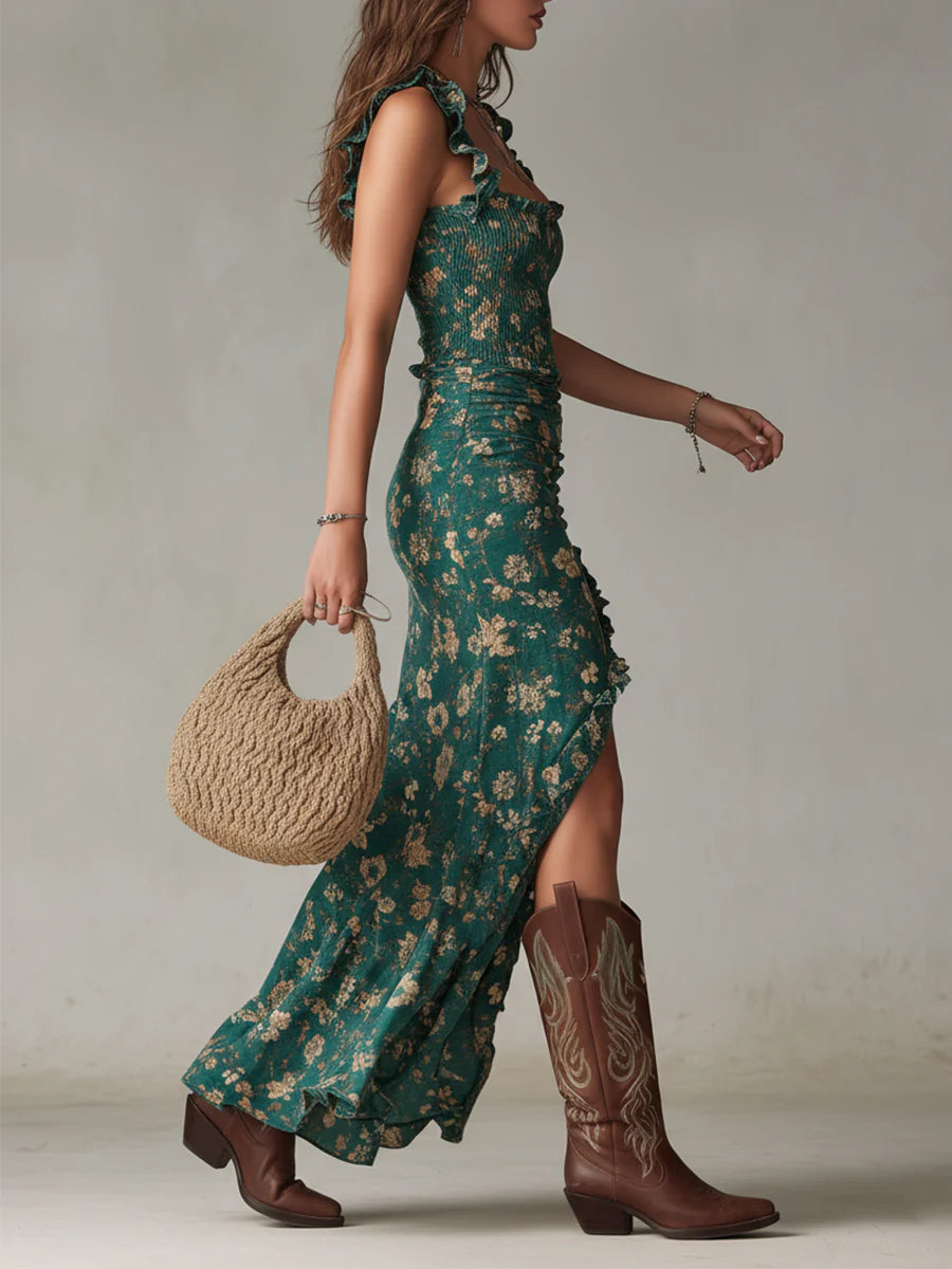 Alma | Bohemian Maxi Jurk met Bloemenprint