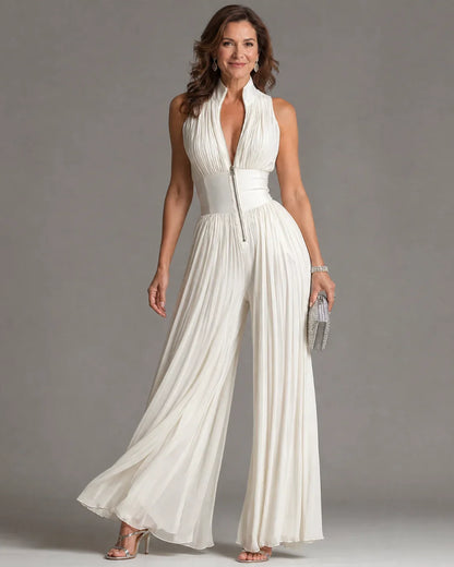 Lara | Geplooide Jumpsuit met Ritssluiting