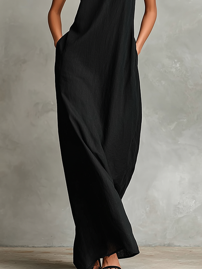 Macarena | Minimalistische Zwarte Maxi Jurk