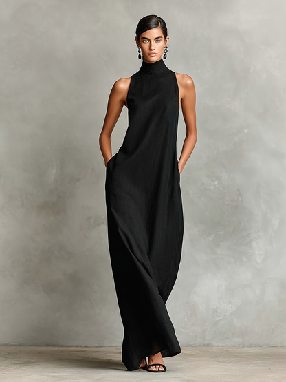 Macarena | Minimalistische Zwarte Maxi Jurk