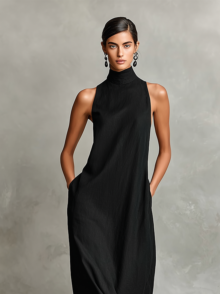 Macarena | Minimalistische Zwarte Maxi Jurk