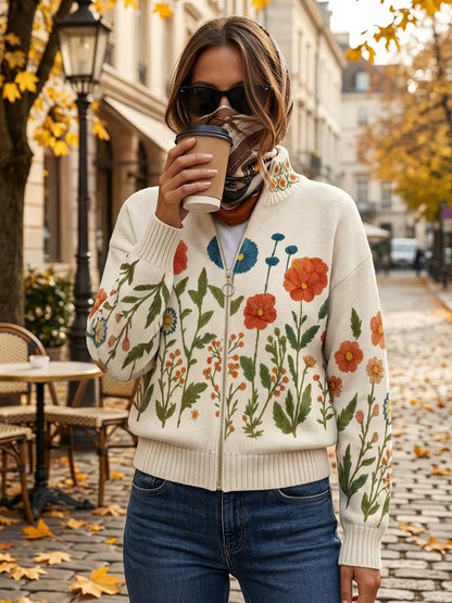 Juniper | Vest met rits en wilde bloemen