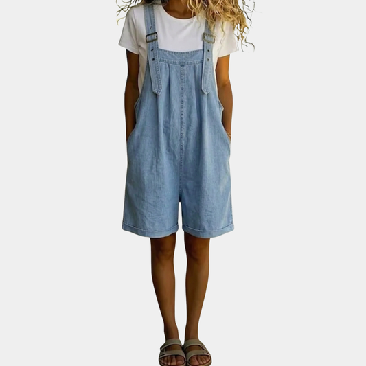 Clara | Lichtblauwe Vintage Gewassen Denim Tuinbroek van Zacht Katoen