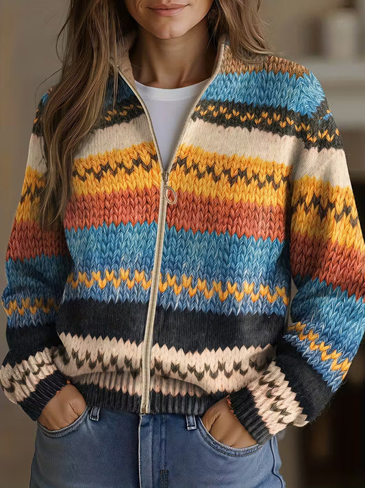 Beatrix | Gebreid vest met zigzagstrepen