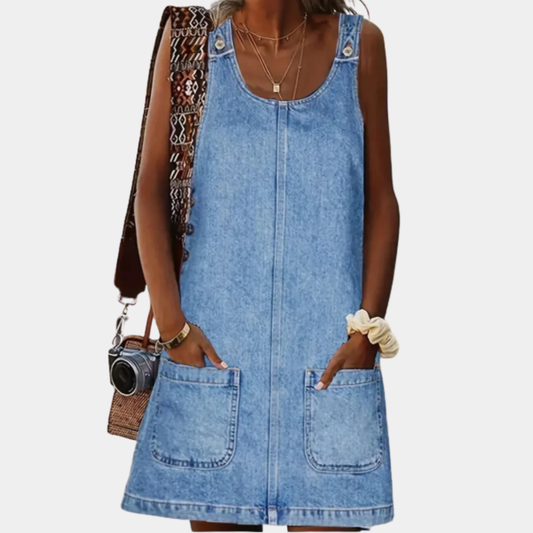 Saylor | Relaxte Jurk met Denimlook
