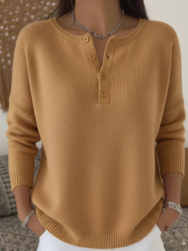 Helena | Gebreide Trui met Henley-knopen