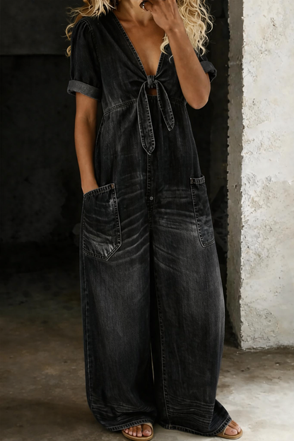 Maya | Korte Jumpsuit met Korte Mouwen en V-Hals