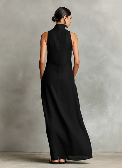 Macarena | Minimalistische Zwarte Maxi Jurk