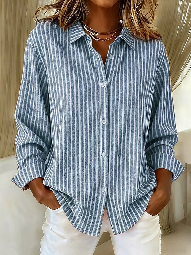 Janneke | Gestreepte Blouse met Knopen