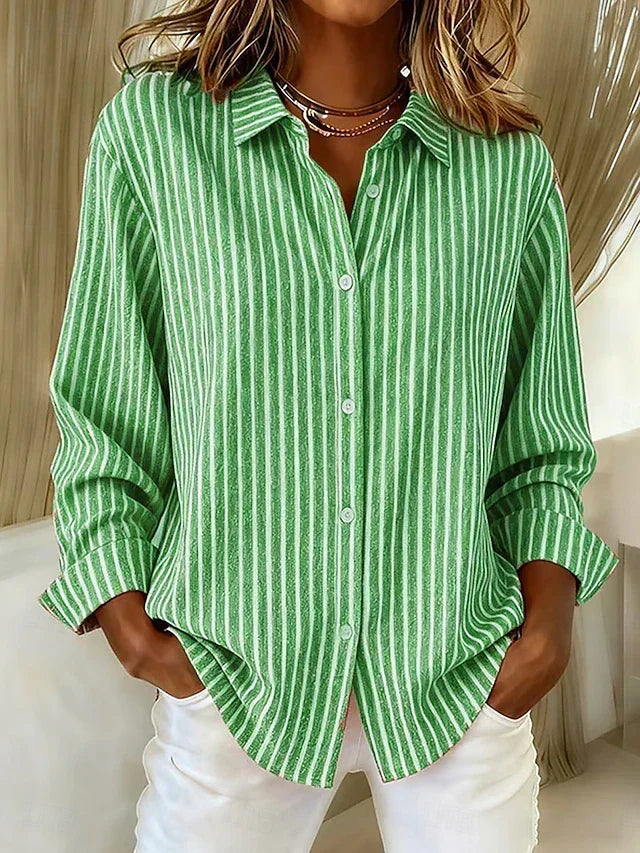 Janneke | Gestreepte Blouse met Knopen