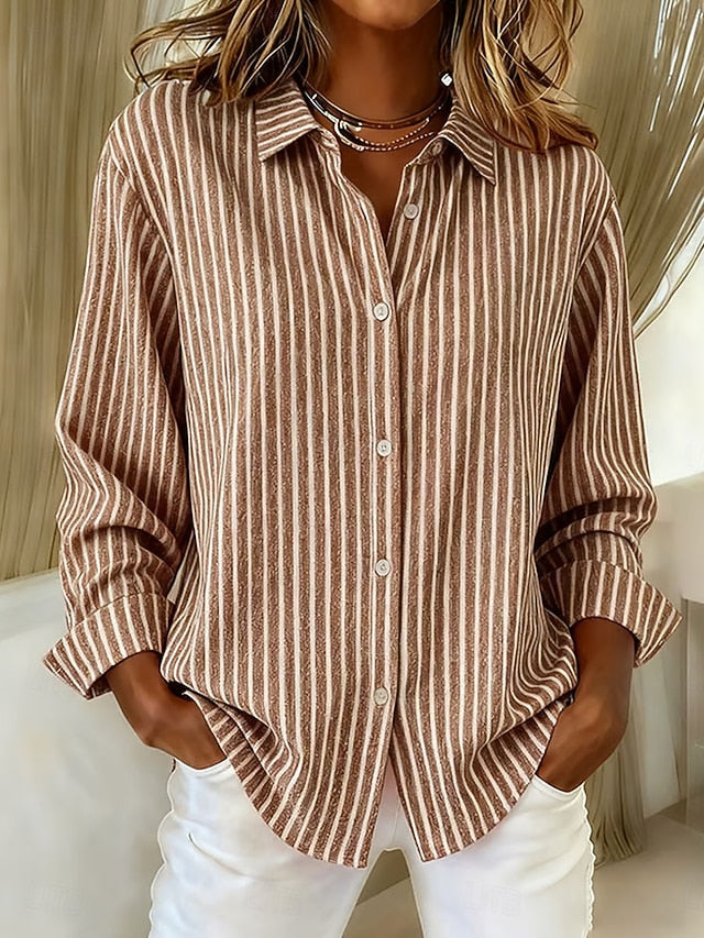 Janneke | Gestreepte Blouse met Knopen