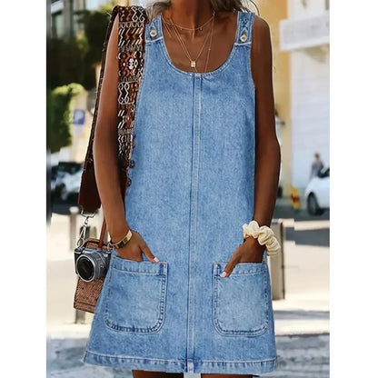 Saylor | Relaxte Jurk met Denimlook