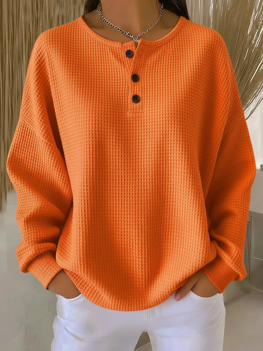 Lieke | Wafelgebreide Henley-sweater