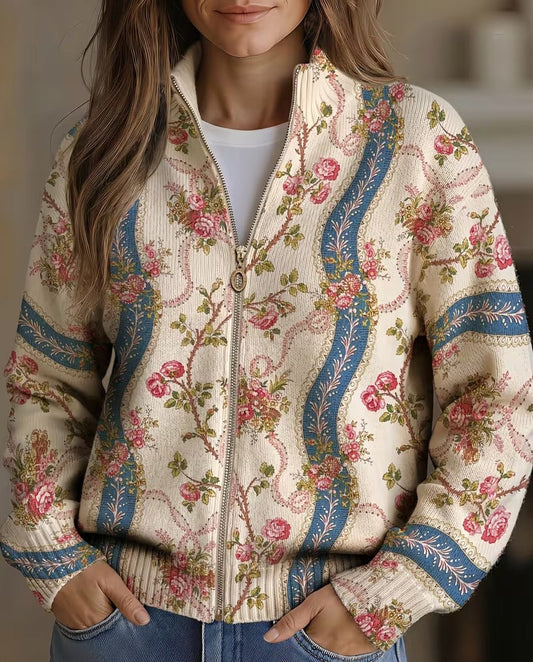 Rosalind | Vest met rits, rozen en strikken