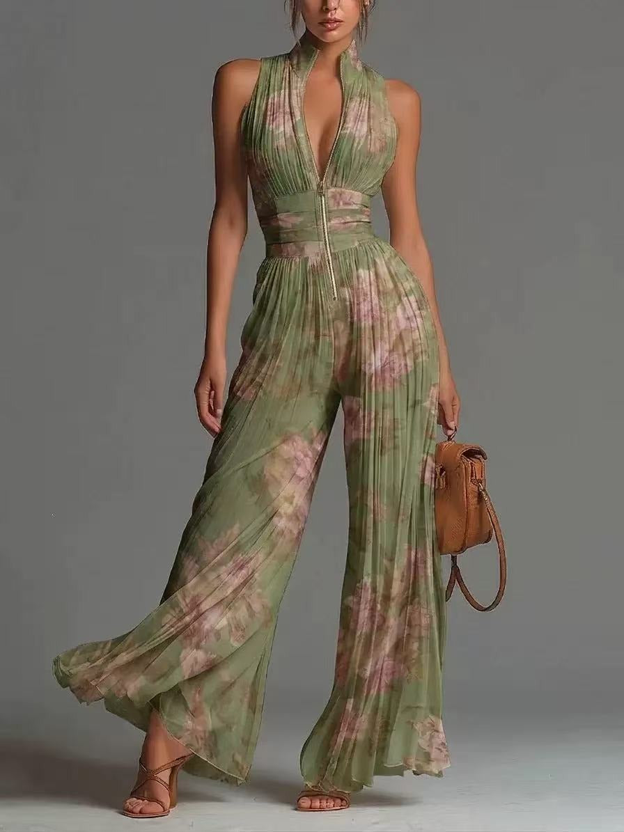Lara | Geplooide Jumpsuit met Ritssluiting