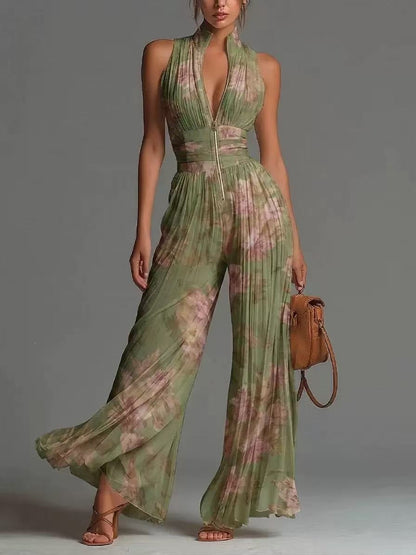 Lara | Geplooide Jumpsuit met Ritssluiting