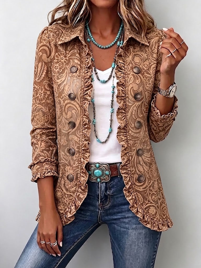 Concepción | Vintage bloemenblazer met ruches