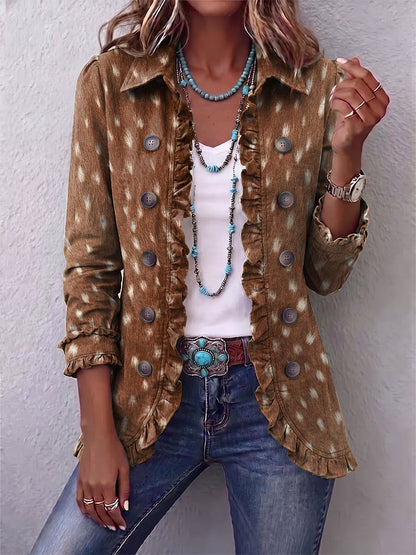 Nicolasa | Blazer met dierenprint en ruches