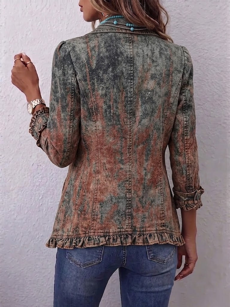 Benita | Getextureerde blazer met kleurverloop en ruches