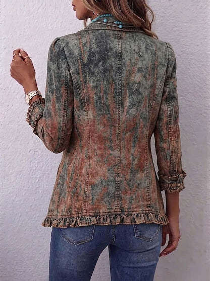 Benita | Getextureerde blazer met kleurverloop en ruches