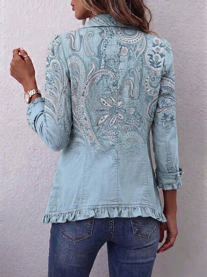 Remedios | Vintage paisleyblazer met ruches