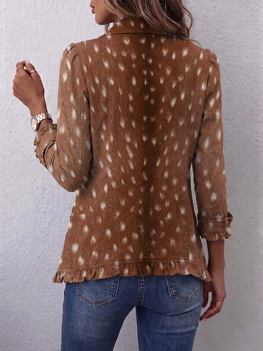 Nicolasa | Blazer met dierenprint en ruches