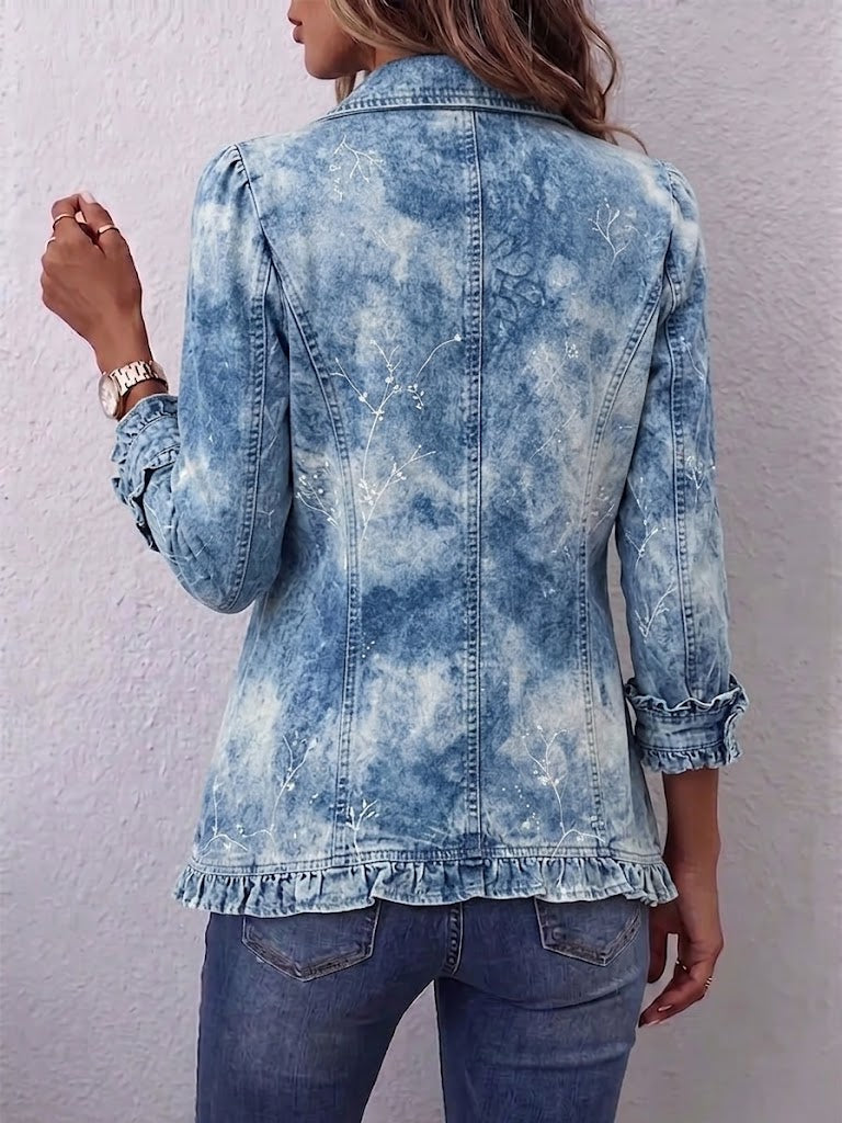 Genoveva | Botanische blazer met kleurverloop en ruches
