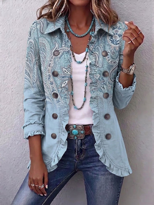 Remedios | Vintage paisleyblazer met ruches