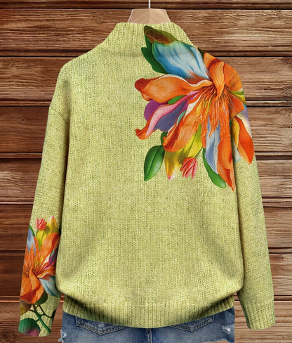 Ophelia | Vest met rits en tropische lelies