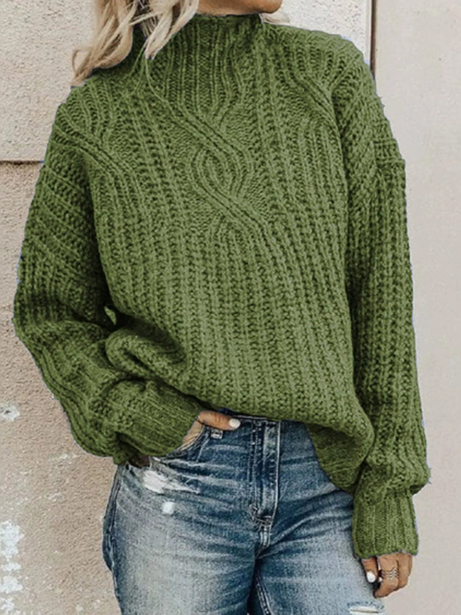 Agnes | Trui met hoge hals en pullover-pasvorm, kabelbreisel