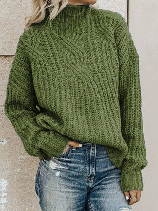 Agnes | Trui met hoge hals en pullover-pasvorm, kabelbreisel