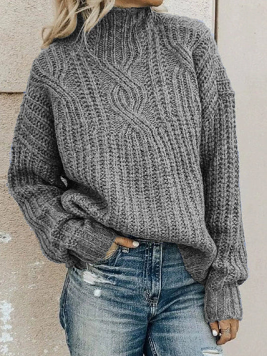 Agnes | Trui met hoge hals en pullover-pasvorm, kabelbreisel