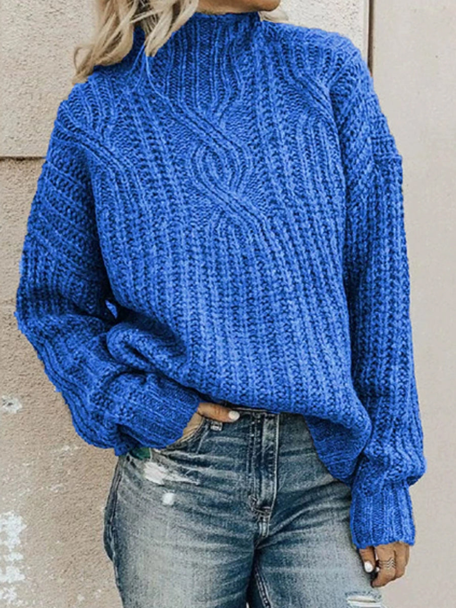 Agnes | Trui met hoge hals en pullover-pasvorm, kabelbreisel