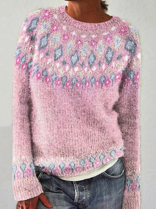 Klara | Jacquard trui met ronde hals en pullover-pasvorm, meerdere kleuren