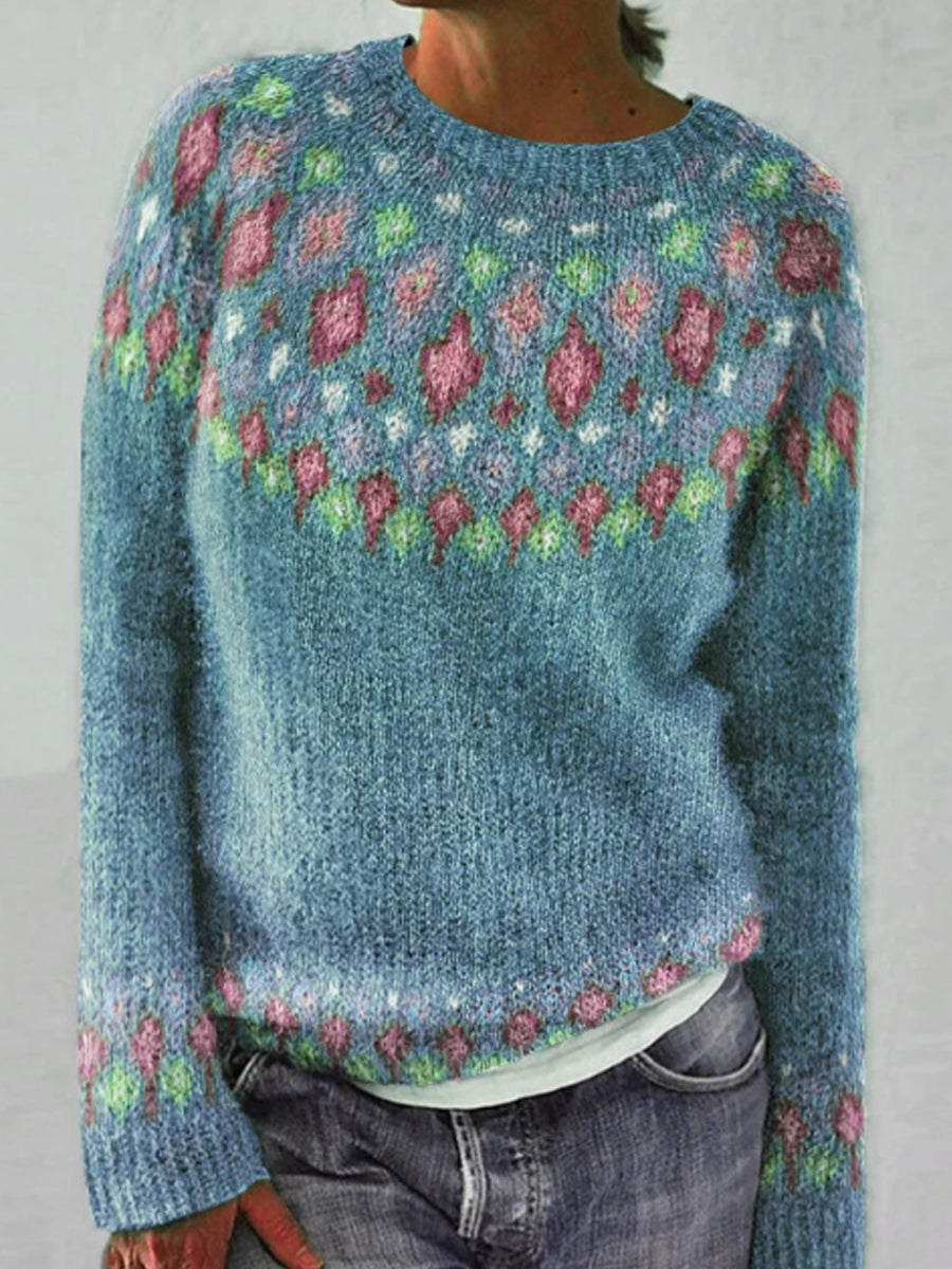 Klara | Jacquard trui met ronde hals en pullover-pasvorm, meerdere kleuren