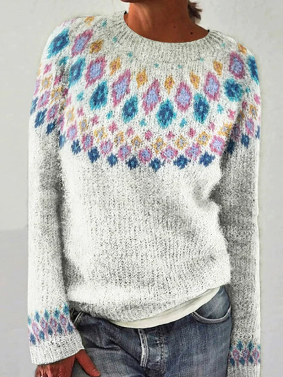 Klara | Jacquard trui met ronde hals en pullover-pasvorm, meerdere kleuren