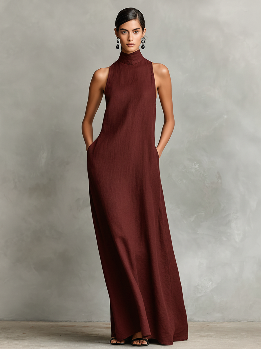 Macarena | Minimalistische Zwarte Maxi Jurk