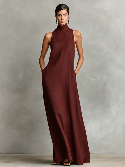 Macarena | Minimalistische Zwarte Maxi Jurk