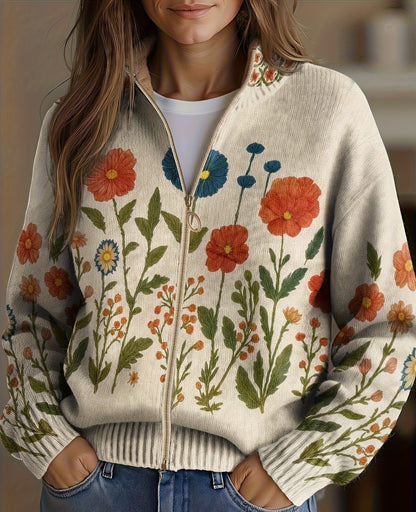 Juniper | Vest met rits en wilde bloemen