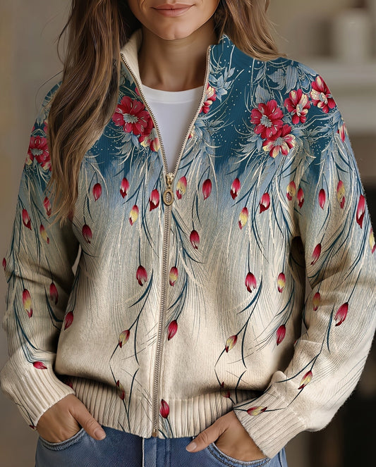 Seraphine | Vest met rits en bloemengradiënt